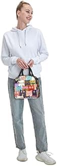 Cat Colorful Portable Lunch Bag Woman Waterproof Tote Shoulder Bags Small Handbags Purses Lunch Box,Shopping Office/School/Picnic/Travel/Camping