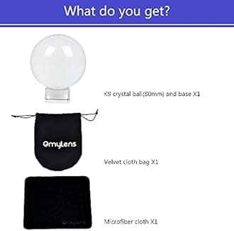 Omylens Lens Ball (80mm), K9 Crystal Ball with Stand and Silk Bag, for Photography Accessories and Props, Heal Magic Ball and Decorative(8cm/3.15″ Set Clear Crystal Ball)