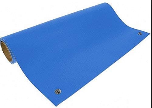 ESD Safe (Anti Static) Table Mat Pvc 2 Layer Blue Thickness 2mm Size (L 2 ft x W 1.5 ft) With On 4 Corner Button + Wrist Band + Grounding Cord All Set [ Pack 1]