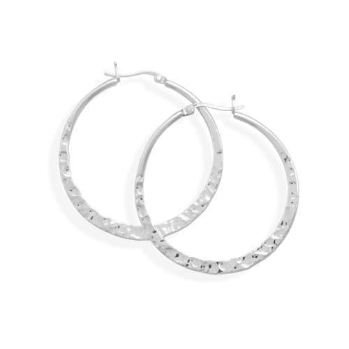 Large Hammered Sterling Silver Hoop Earrings