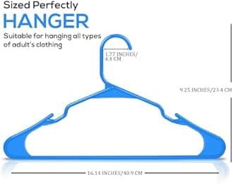 Utopia Home 50 Pack Plastic Hangers Space Saving, Durable Hanger with Shoulder Grooves, Blue
