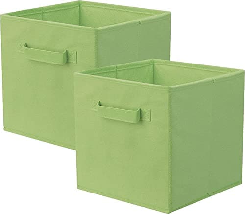 ShellKingdom Foldable Cloth Storage Cube Basket Bins Organizer Containers Drawers, 2 Pack(Green)