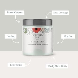 Country Chic All-in-One Chalk Paint for Furniture, Cabinets, Home Decor, Eco-Friendly, Matte Finish, Built-In Primer & Top Coat for Wood, Metal - String of Pearls (Light Green) - 4 oz (118 ml)