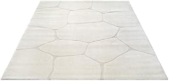 the carpet Everest, Modern Short Pile Rug, Living Room, Bedroom, with High-Low Effect, 3D Effect, High Pile Density and Pleasantly Soft, Honeycomb Pattern, Cream, 120 x 170 cm