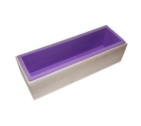 Flexible Rectangular Soap Silicone Mold with Wood Box for Homemade 42oz Soap Produce(Purple)