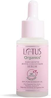 Lotus Organics+ Hair Growth Active Concentrate Serum, Made with 100% Organic Rosemary Oil, AnaGain & Hairdian, Boosts Hair Growth, Strengthens Hair Follicles, For All Hair Types, 28ml