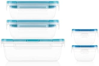 Snapware Total Solution 10-PC Mixed Sizes Plastic Food Storage Containers Set with Lids, Meal Prep Food Containers, BPA-Free Lids with Locking Tabs