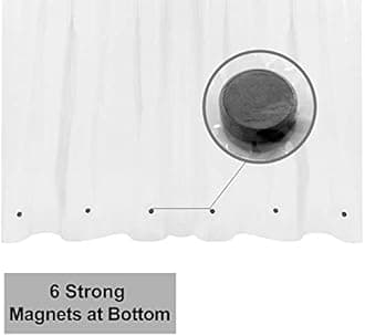 Barossa Design Short Shower Curtain or Liner with 6 Weighted Magnets, 72 x 66 inch Length, Heavy Duty PEVA, Waterproof, PVC Free, 12 Metal Grommets, Clear, 72x66