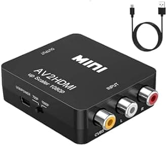 ABLEWE RCA to HDMI Converter, 1080P AV to HDMI RCA Composite CVBS Video Audio Converter Adapter Supporting PAL/NTSC for Xbox/PS2/Wii/SNES/N64/VHS/VCR/DVD (Black)