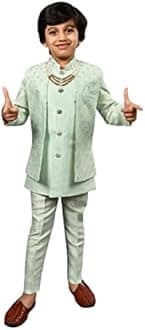 AHHAAAA Kids Ethnic Silk Blend Indo-Western Sherwani Set For Boys 504MF