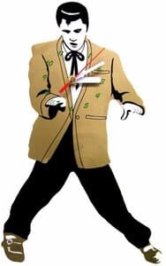 Elvis Gold Jacket Wall Clock w/ Swinging Legs
