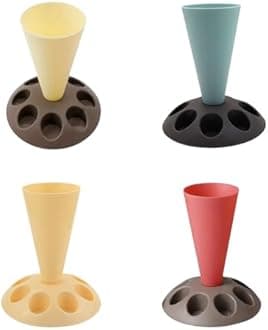 Piping Bags Holder Piping Bag Stand, Pastry Bag Support Stand, Plastic Pastry Bag Stand for Cake Decorating Kit, Piping Bag Filling Stand with Cake Nozzles Holder, Baking Accessories (Yellow)