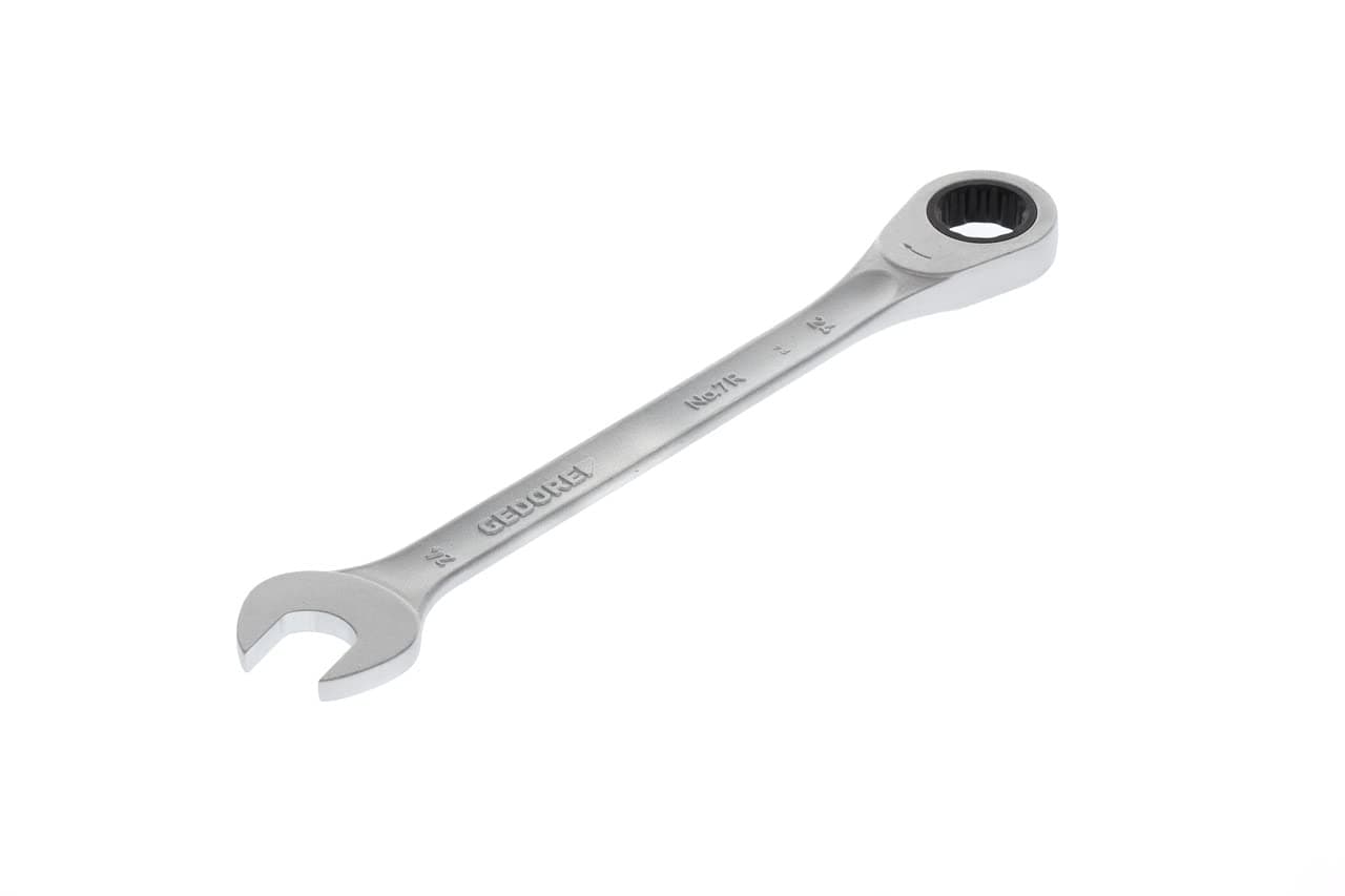 GEDORE Open-ended spanner with ring ratchet, AF 24 mm, Flat, Bi-hex, UD profile, Spanner, 7 R 24