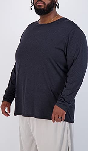3 Pack:Men s Big and Tall Tech Stretch Long Sleeve Crew Quick Dry Dri Fit T-Shirt Wicking Active Athletic Gym Top Plus Size Clothes Lounge Sleep Running Essentials Basketball Workout Tee - Set 1, 4XLT