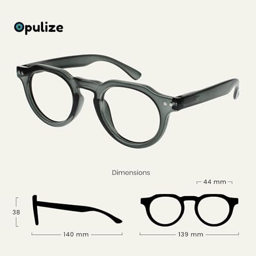 OPULIZE RIO Blue Light Blocking Reading Glasses - Top Right Frame - Men and Women - Spring Hinges - B53-1