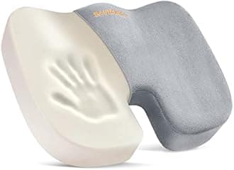 SAIREIDER Seat Cushions for Office Chairs, Memory Foam Coccyx Cushion Pads for Tailbone Pain, Sciatica Relief Pillow, Car Seat Cushion, Correct Sitting Posture (Grey)