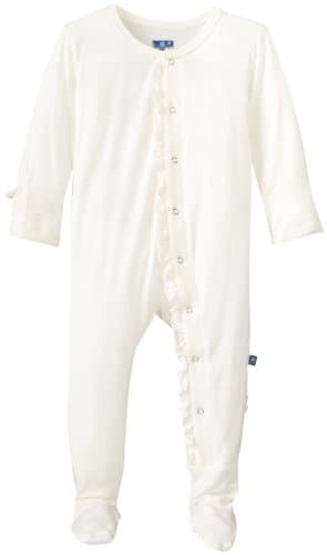 KicKee Pants Basic Solid Ruffle Footie with Paws in Natural