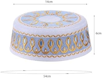 HKSICHENGKEJI Boys Embroidered Kufi Muslim Prayer Hat Islam Skull Beanie Arabic Prayer Headwear Kofia Topi Taqiyah Hat