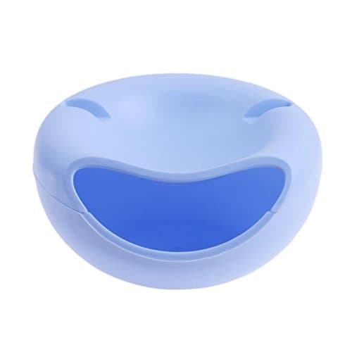 Snack Tray With Smartphone Holder, Double Dish for Using Phone, iPad, or Tablet While Eating Snacks, Nuts, Candies, Pistachios, Fruits - Enjoy Food and Watch Videos at the Same Time (Baby Blue)