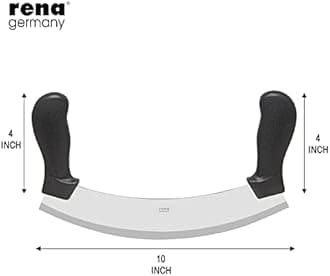 Rena Germany - Pizza Cutter - Pizza Slicer - Mezzaluna/Mincing Knife - Double Handle Ideal for Mincing, Dicing, Chopping & Slicing - with Serrated Knife