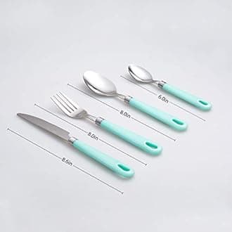 Cutiset 25 Piece Stainless Steel Flatware Set with Hanging Caddy (Green, 25-Piece)