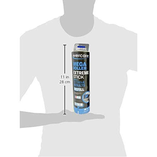 Evercare Mega Lint Roller with Expandable Pole with 25 Layers + Two 50 Layer Refills (125 Sheets Total)