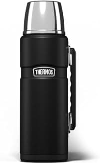 Thermos - Stainless King Matt Black Travel Flask (1.2L) Premium Leak Proof Insulated Tea & Coffee Flask for Hot & Cold Drinks, Built-in Cup, Twist-Pour Stopper, BPA-Free, Durable Steel
