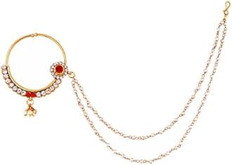 Lucky Jewellery Wedding Designer Gold Plated Dulhan Choker Bridal Set with sheeshpatti for Girls & Women (2475-L1ZS-KD124-), one size, Gold, Cubic Zirconia