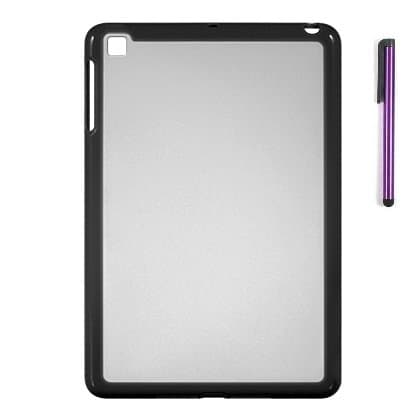 Premium New Apple Ipad Mini Protective Cover Case Surrounded By Black Shock Absorbent TPU Border With Purple Stylus Touch Screen Pen (Black)