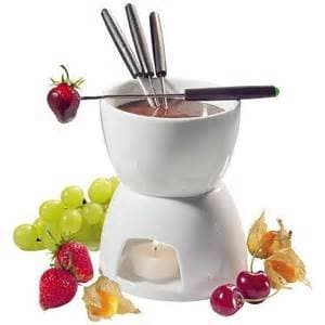 Chocolate Fondue Set for 2, Ceramic Set with 2 Tea Lights