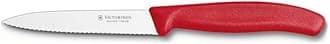 Victorinox 4 Inch Swiss Classic Paring Knife with Serrated Edge, Spear Point, Red, Stainless Steel, 4"