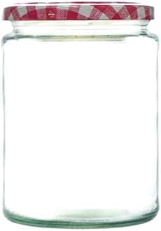500ml Glass Food Jar with airtight Lid - A Deluxe Jam Jar for Marmalade, Honey and Home Preserves (Red Gingham Lid, Pack of 50)