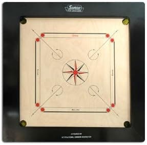 Boss 20mm Carrom Board with Coins, Striker, and Powder, Black, 1-4 Players, Ages 13 and Up