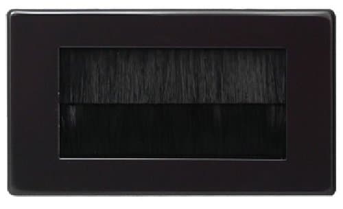 Double Width Brushed Cable Entry/Exit Faceplate Black