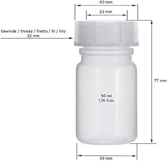 Octopus 5x 50 ml LDPE Wide-Mouth Bottles with Screw Caps - Empty Chemical & Laboratory Storage Containers for Kitchen or Hobby