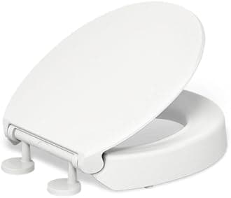 KOHLER 25876-0 Hyten 3" Height, Elevated Soft Close Round Toilet Seat, Contoured Seat with Grip-Tight Bumpers, Quick-Attach Hardware, White