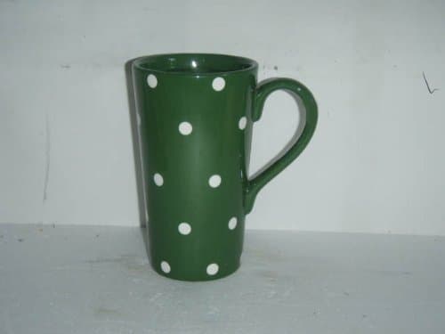 Hand Painted Small Polka Dots Fleur De Lis Green Ceramic Mug, 1-Piece 6-1/4"H, 80118 by ACK
