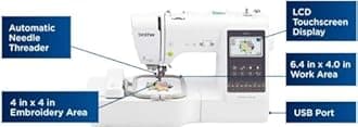 Brother SE700 Sewing and Embroidery Machine Set of 50 Detiot Thread Set, 20 Bobbins, 100 75/11 Embroidery Needles, Stabilizer Roll