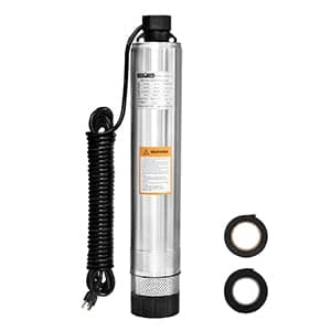 4" Septic Pump Submersible Effluent/Cistern Bottom Suction Pump with 33FT Cable,1HP,230V/60HZ,26GPM,138FT Head,Stainless Steel Deep Well Pumps for Septic Tank Home