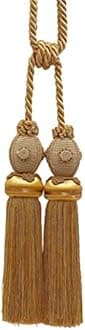 Decorative Double Curtain & Drapery Tassel Tieback with Medallion, Tassel Length 10" (25cm), 30" Spread (76cm) (Style# TBB2) Tan Beige Gold #8633 (Beige Gold, Dark Gold, Tan Beige) Pack of 2