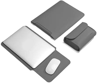 Laptop Sleeve Bag Compatible with MacBook 12 A1534/Air 11 13 M1 A2337/Pro 13 A2338, 11.6-12.3 Acer Chromebook/HP Stream/ASUS/Surface Pro 8/7/6/X/5/4/3, PU Bag with Small Case, Grey