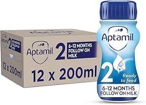 Aptamil2 Follow On Baby Milk Ready to Use Liquid Formula, 6-12 Months, 200ml (Pack of 12)