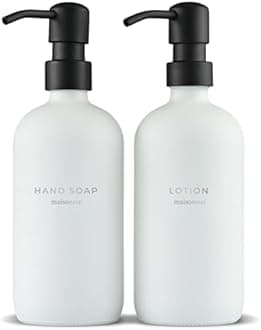 MaisoNovo Soap Dispenser 2-Piece Set | 16.9oz Clear Bottles with Black Stainless Steel Pump Core