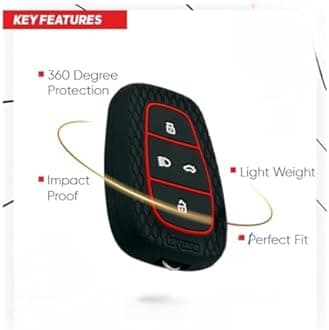 AUTODIFY™ Striped Silicone Car Key Cover Black fit for TATA Nexon, Punch, Altroz, Tigor, Harrier, Safari, Gravitas (4 Button Push Smart Key)
