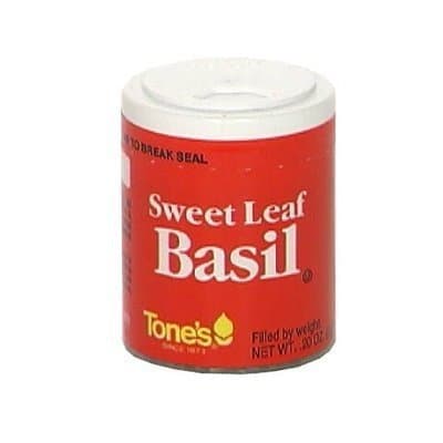 Tones Sweet Basil Leaf - 0.2 oz. jar, 144 per case