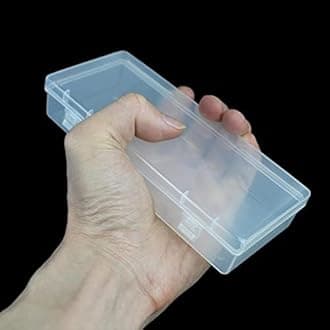 LJY 10 Pieces Rectangular Empty Mini Clear Plastic Organizer Storage Box Containers with Hinged Lids (155 x 65 x 30 mm, Transparent)