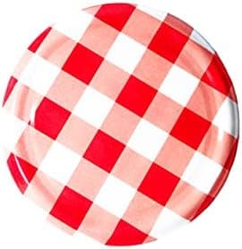 Metal Lug Cap 82 mm Lid for Glass Storage Jars and bottles (brand peerul) (Pack of 12, Red Checkered)