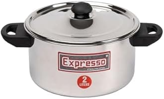 Expresso Stainless Steel Eco-Friendly Double Handle Milk Boiler Pot Induction Friendly Pot w/Silver Bottom, 2.5 litres