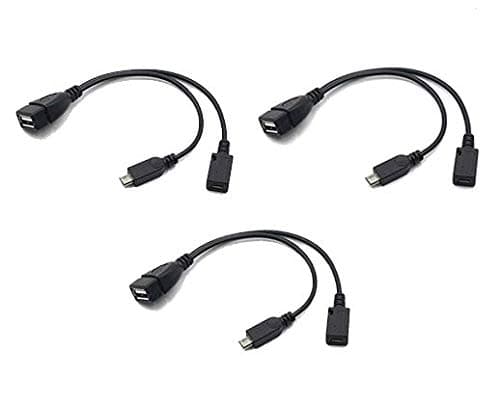 3-Pack OTG Cables Replacement for Fire-Stick 4K, Replacement for Amazon Fire-TV, Compatible with LG Samsung Android Phone Tablet Micro USB Host with Micro USB Power