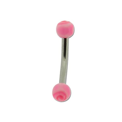 Eyebrow Piercing Ring with Pink Spiral Balls